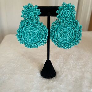 Turquoise Beaded Statement Earrings